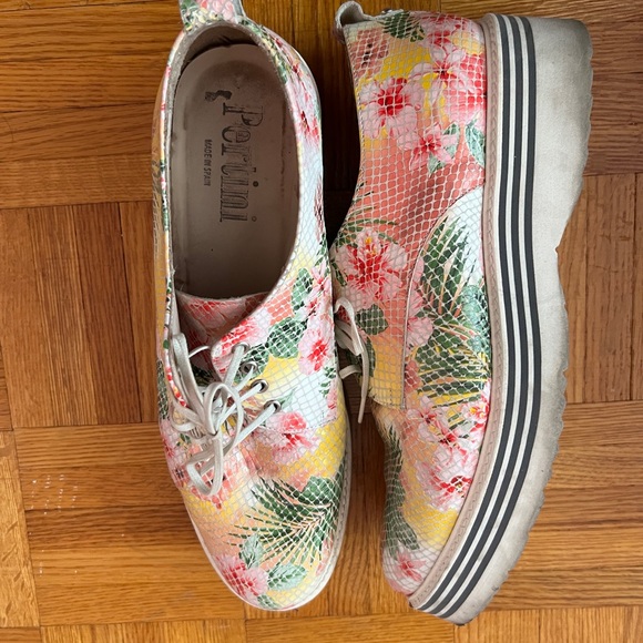 Pertini leather flower print lace up shoes - Picture 3 of 3